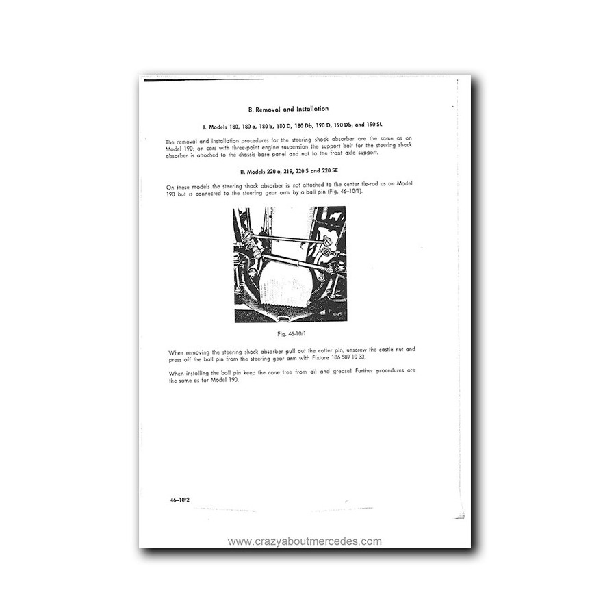 Mercedes Benz Service Manual Models 180 to 220 SE