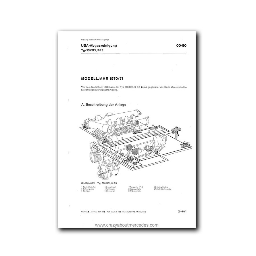 Mercedes Benz Benz Werkstatt-Handbuch PKW-Typen ab 1968 Baureihe 108-113 Wartung, Einstellung und Montage Band 1