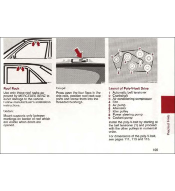 Mercedes-Benz E-Class W124 | Roof rack and poly-V-belt