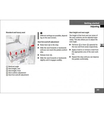 Mercedes Benz Sprinter Operating Instructions W901-905 | Standard and luxury seat