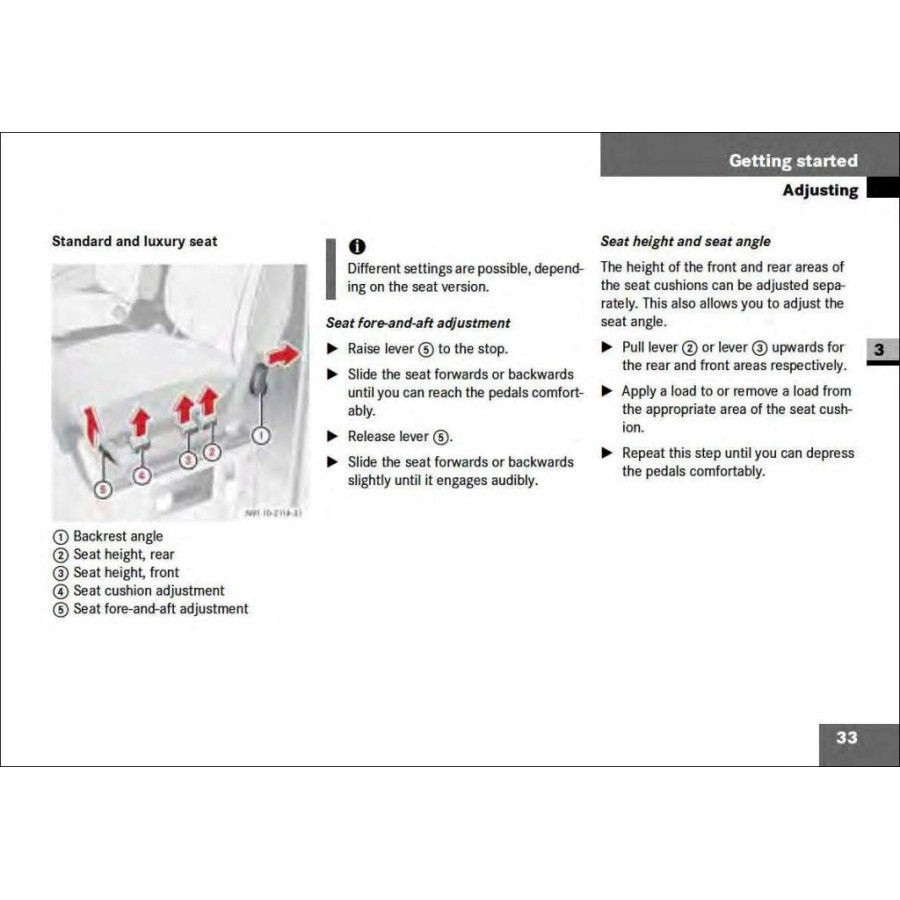 Mercedes Benz Sprinter Operating Instructions W901-905 | Standard and luxury seat