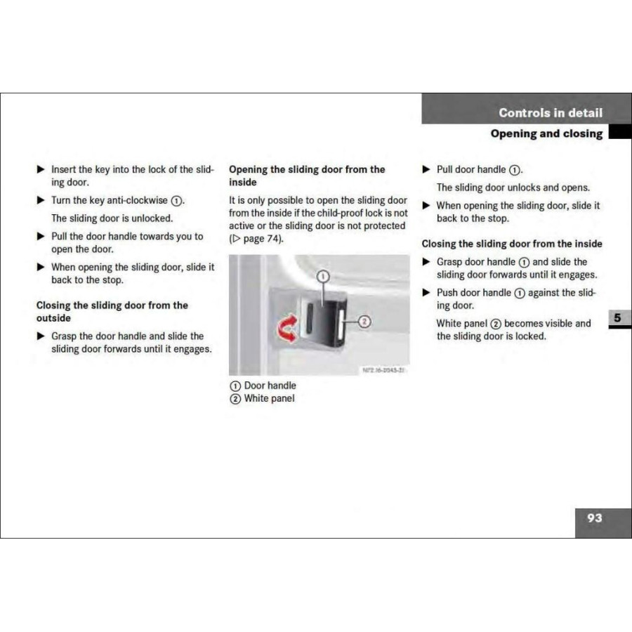 Mercedes Benz Sprinter Operating Instructions W901-905 | Opening and closing