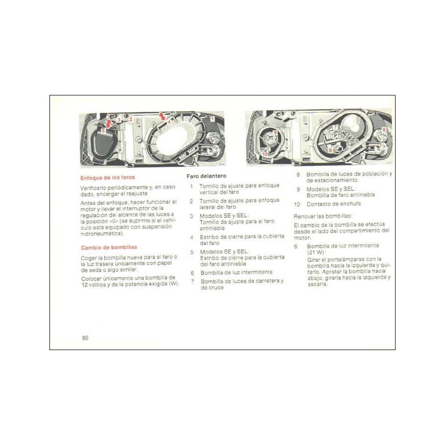 Manual Mercedes Benz Instrucciones de Servicio W126