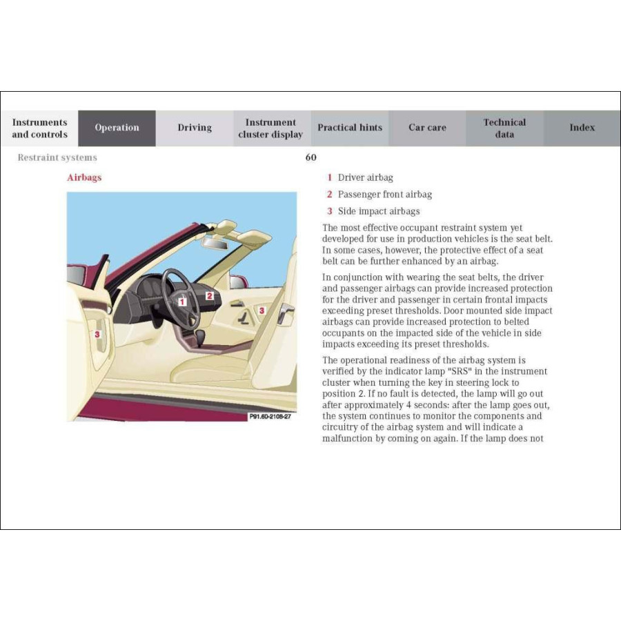 Mercedes Benz SL Operator's Manual R129