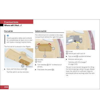 Mercedes-Benz M-Class W163 | First aid kit and vehicle tools