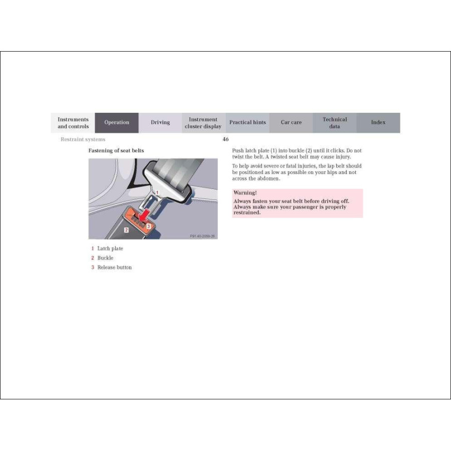 Mercedes Benz SLK Operator's Manual W170