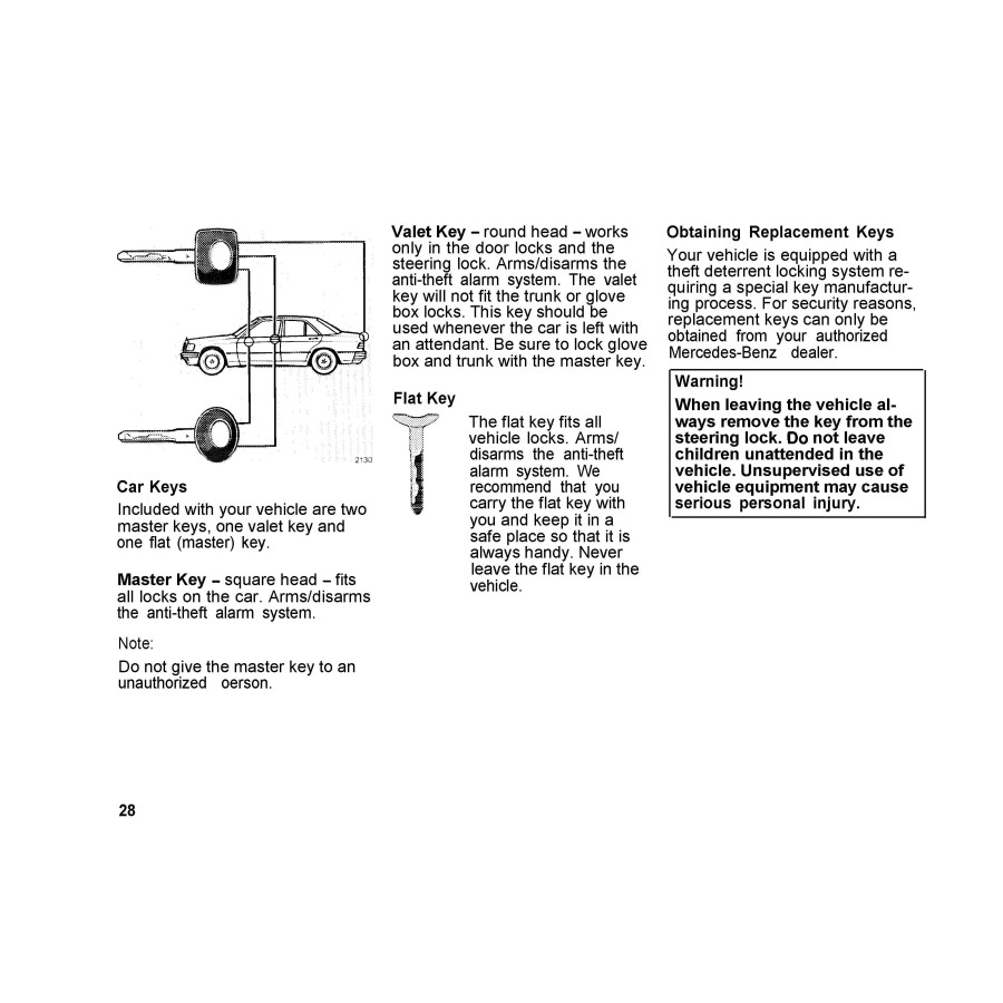 Mercedes Benz Owner's Manual W201