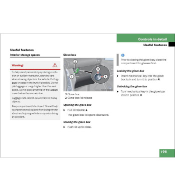 Mercedes-Benz C-Class Sportcoupé W203 | Glove box and storage compartments