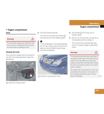 Mercedes-Benz C-Class Sport Coupe W203 | Hood opening and engine compartment