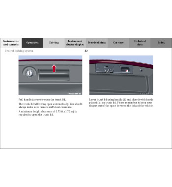 Mercedes-Benz C-Class W203 | Opening and closing the trunk