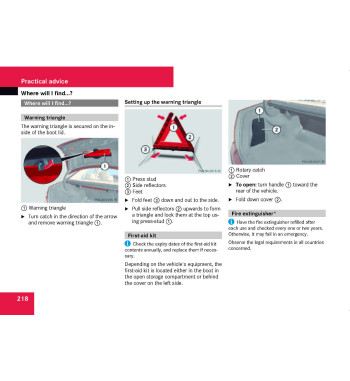 Mercedes-Benz C-Class W204 | Warning triangle, first-aid kit and fire extinguisher