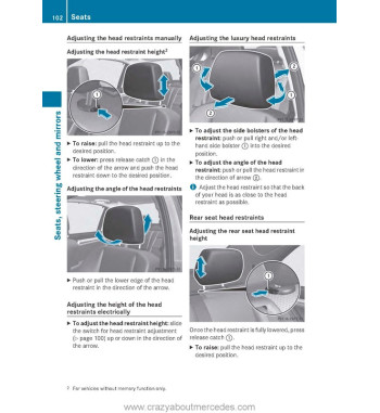 Mercedes-Benz C-Class W204 post-facelift | Front and rear head restraint adjustment