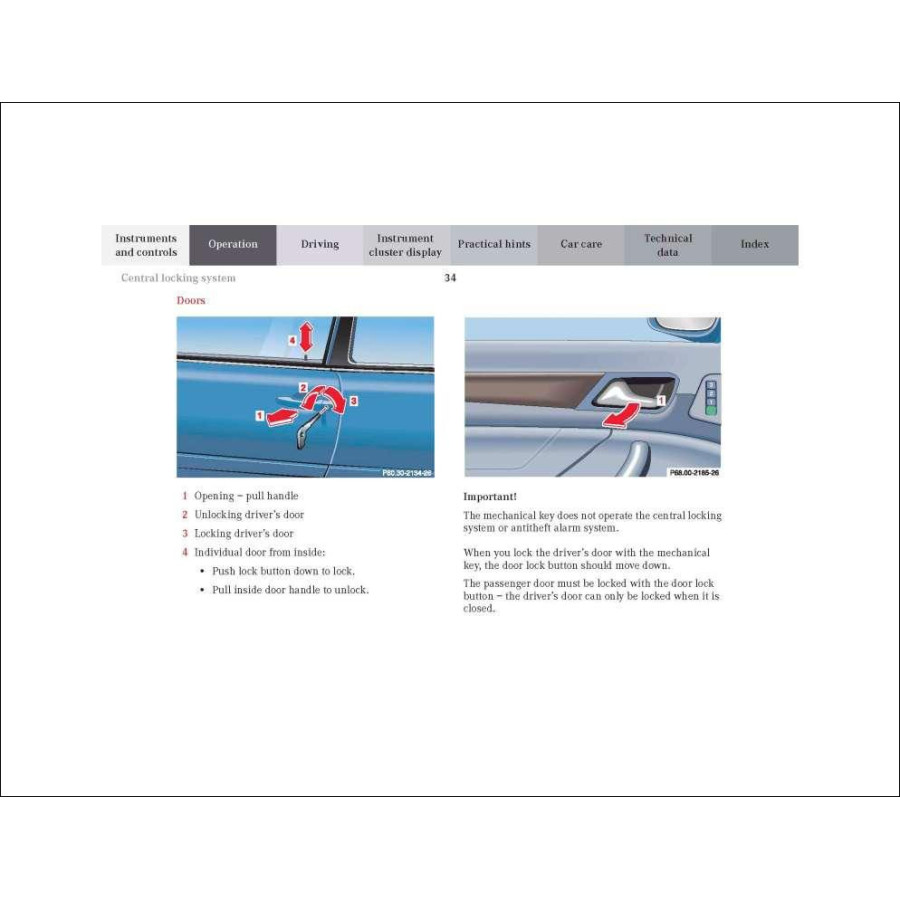 Mercedes Benz CLK-Class Cabriolet Operator's Manual W208