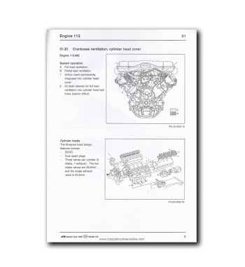 Mercedes-Benz Model 163 1999 USA | Ventilación de cárter y tapa de culata del motor M113