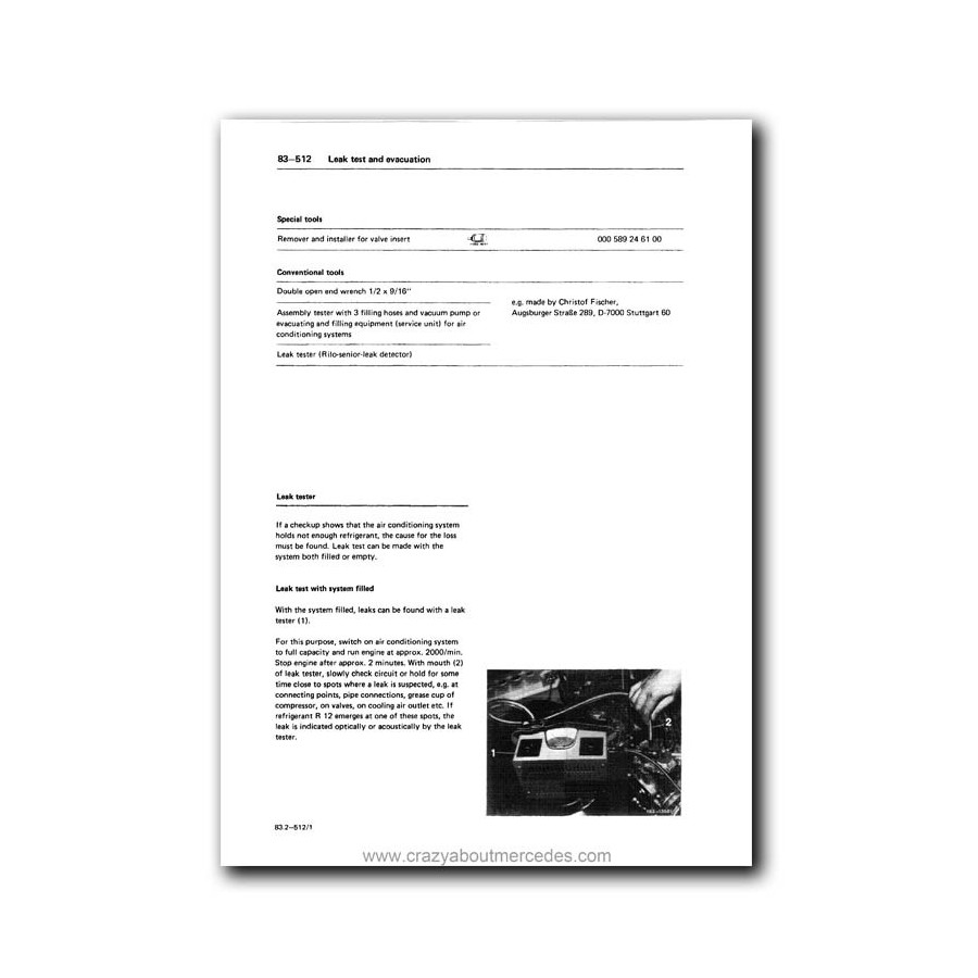 Mercedes Benz Service Manual Air Conditioning System Series 114-115