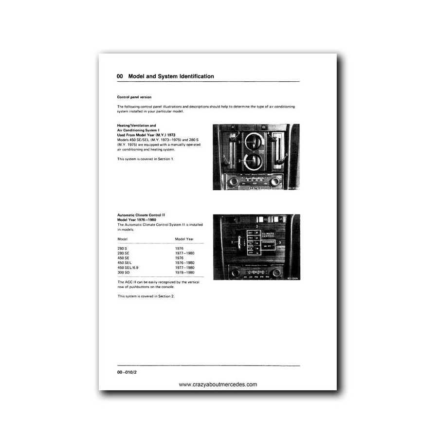 Mercedes Benz Service Manual  Heating, Air Conditioning, Automatic Climate Control Model 116