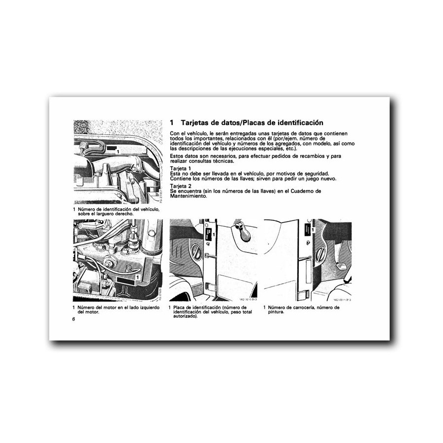 Mercedes Benz MB 100 | Manual Instrucciones de Servicio | W631 | Tarjetas de datos | Placas de identificación