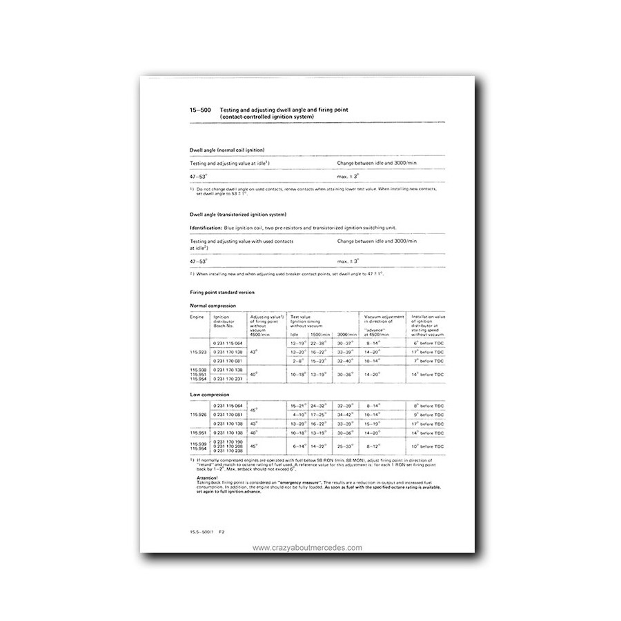 Mercedes Benz Service Manual Engines M 115