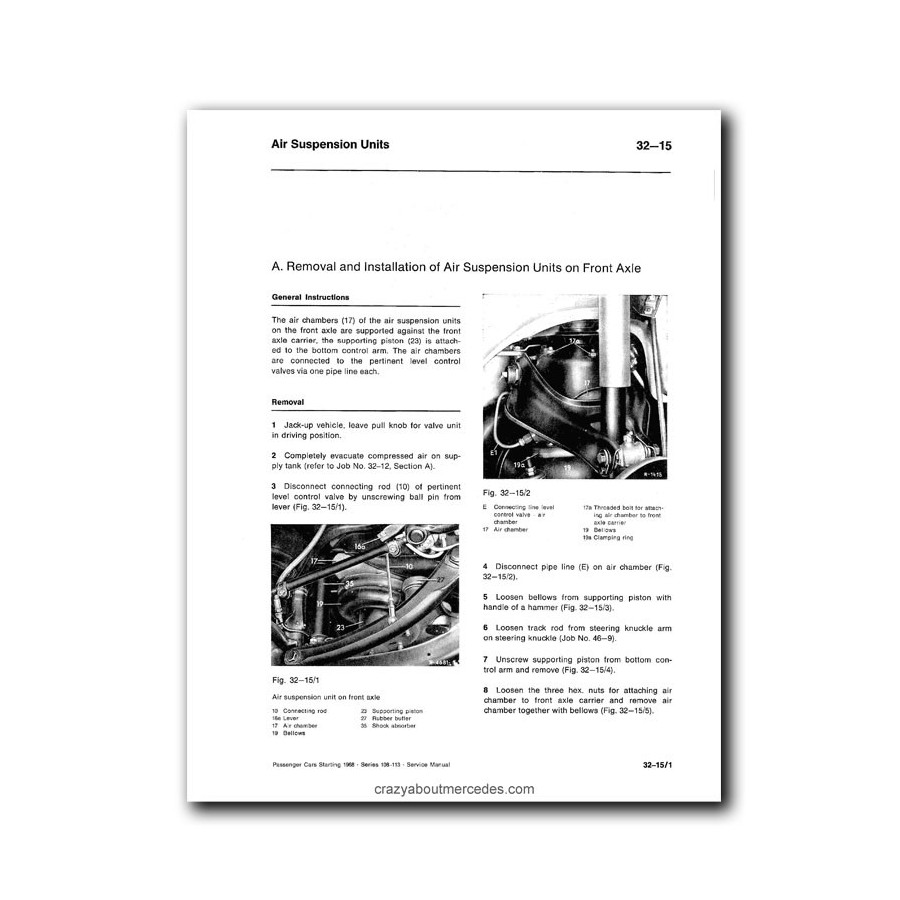 Mercedes Benz Service Manual Passenger Cars Starting 1968 Series 108, 109, 111, 113. Maintenance, Tuning, Unit Replacement