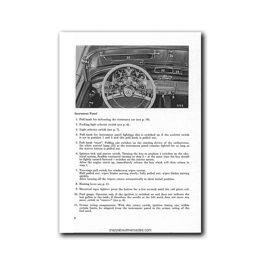 Manual Mercedes Benz 190 SL | Instruction Manual Edition A | W121.