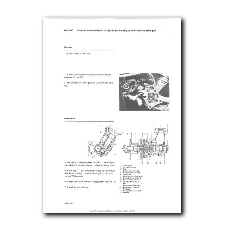 Mercedes-Benz Engine M110 | Removal and installation of distributor housing with distributor drive gear