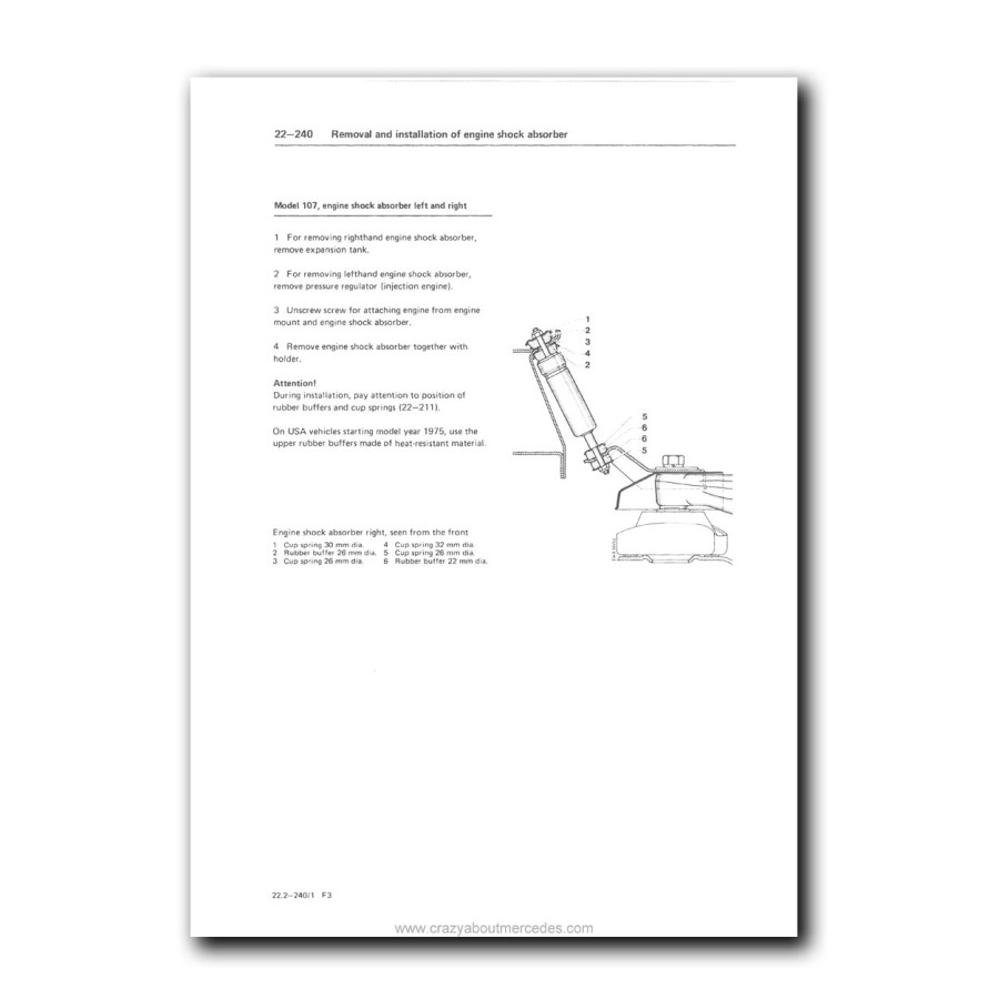 Mercedes-Benz Engine M110 | Removal and installation of engine shock absorber