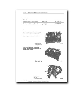 Mercedes-Benz Engine OM601 | Replacing core hole cover in cylinder crankcase