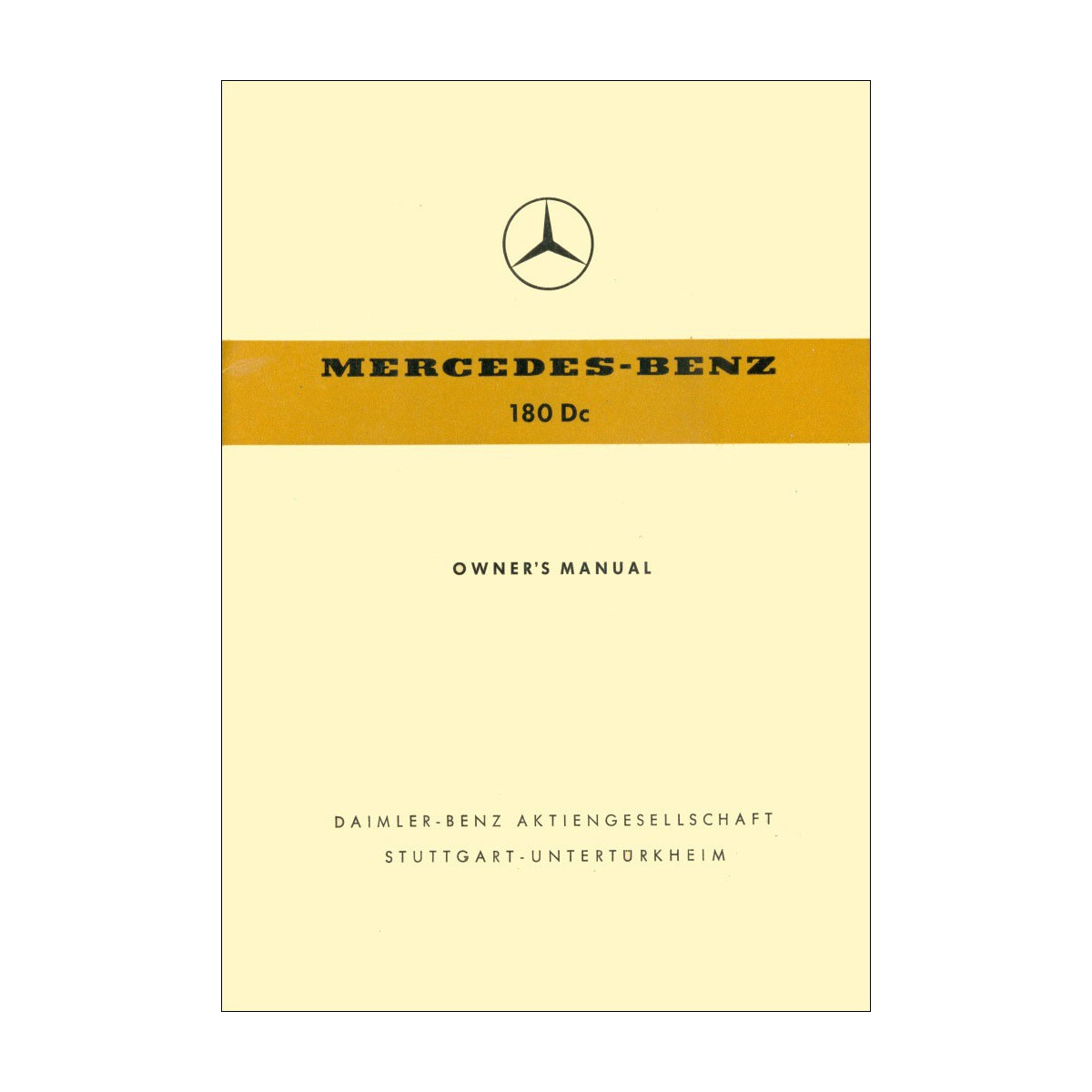 Mercedes-Benz 180 Dc W120 | Owner's Manual cover