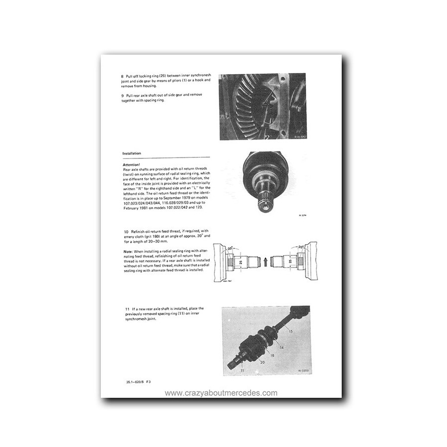 Mercedes Benz Service Manual Chassis & Body Series 116 Volume 1