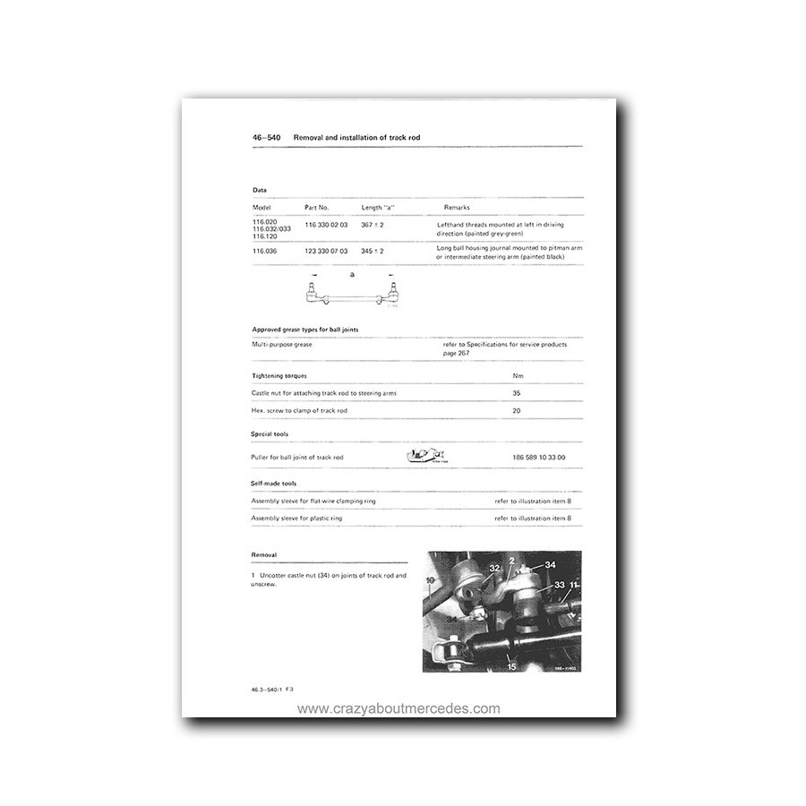 Mercedes Benz Service Manual Chassis & Body Series 116 Volume 1